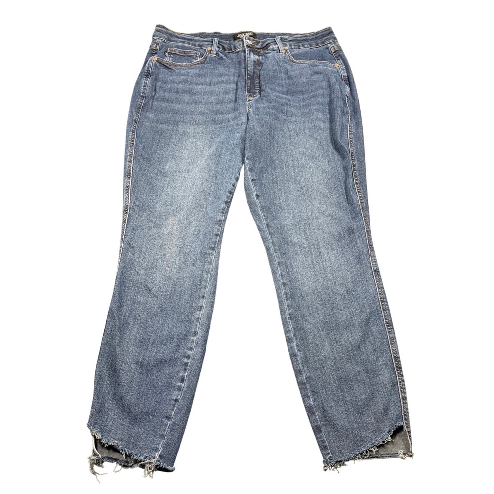 Judy Blue Skinny Fit Jeans Womens Dark Wash Raw Hem Stretch Casual 20W